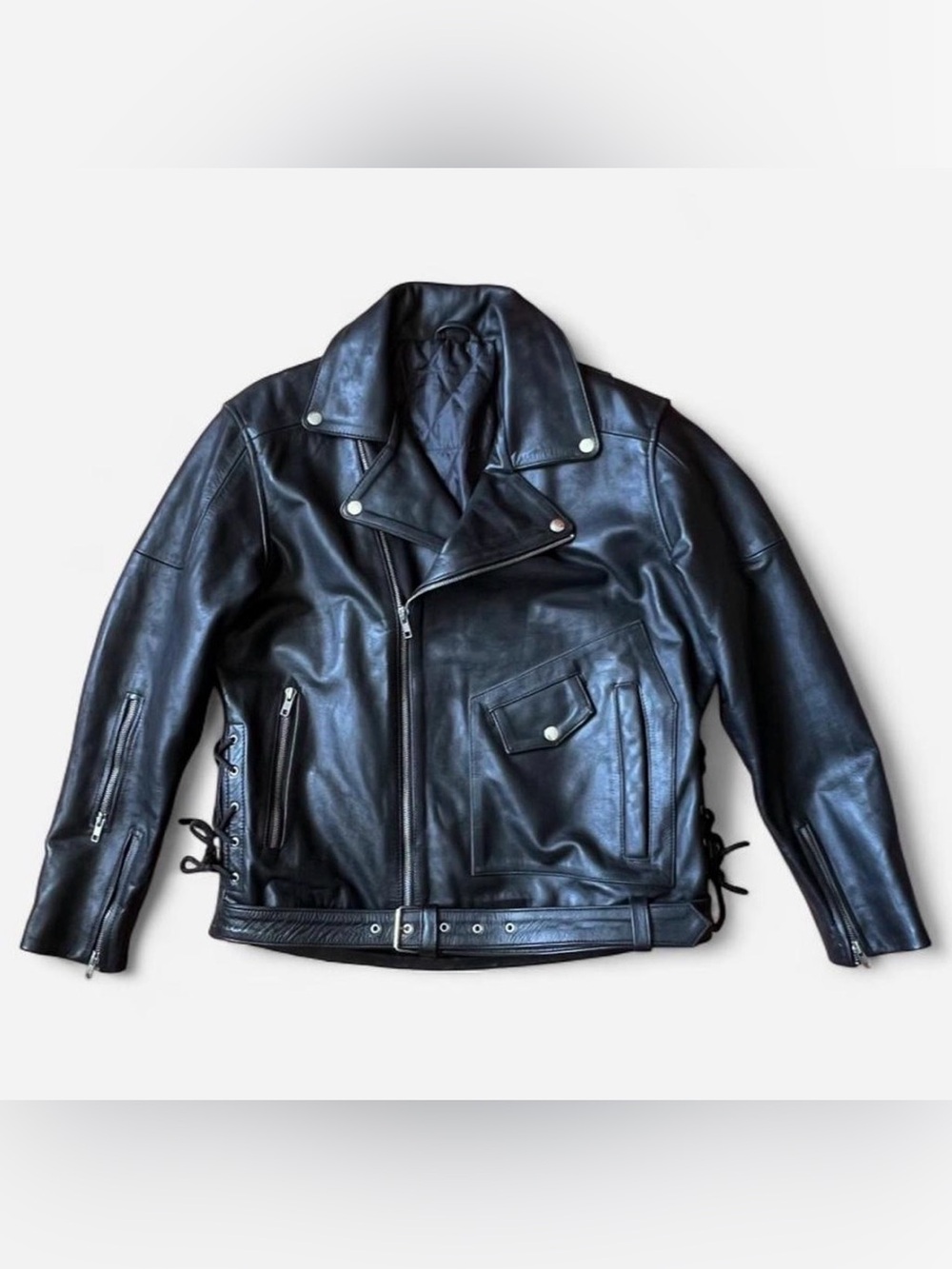 Jacket Maker black leather motorcycle jacket *ready for a project* size M(?)